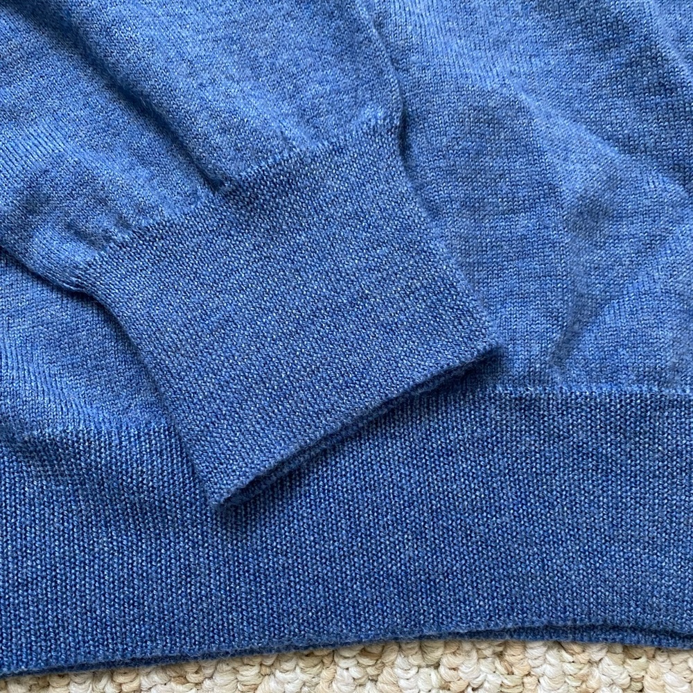 BUTTON DOWN SF | 100% Virgin Wool Light Blue Classic V-Neck Sweater XL - Picture 7 of 14